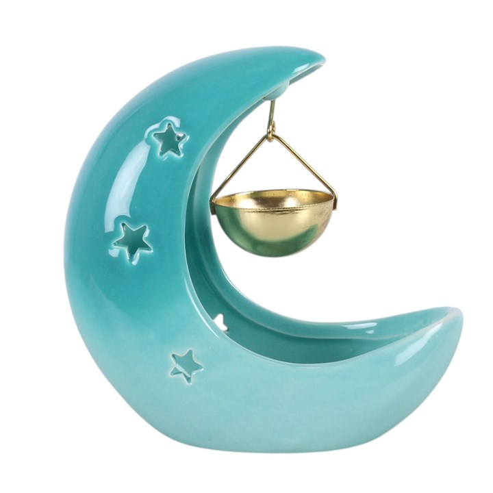 Blue Pastel Crescent Moon Hanging Oil Burner - Image 2