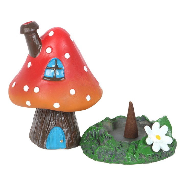 Red Smoking Toadstool Incense Cone Holder - Image 2