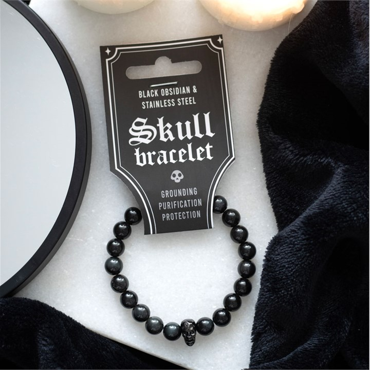 Black Obsidian Skull Bracelet - Image 4