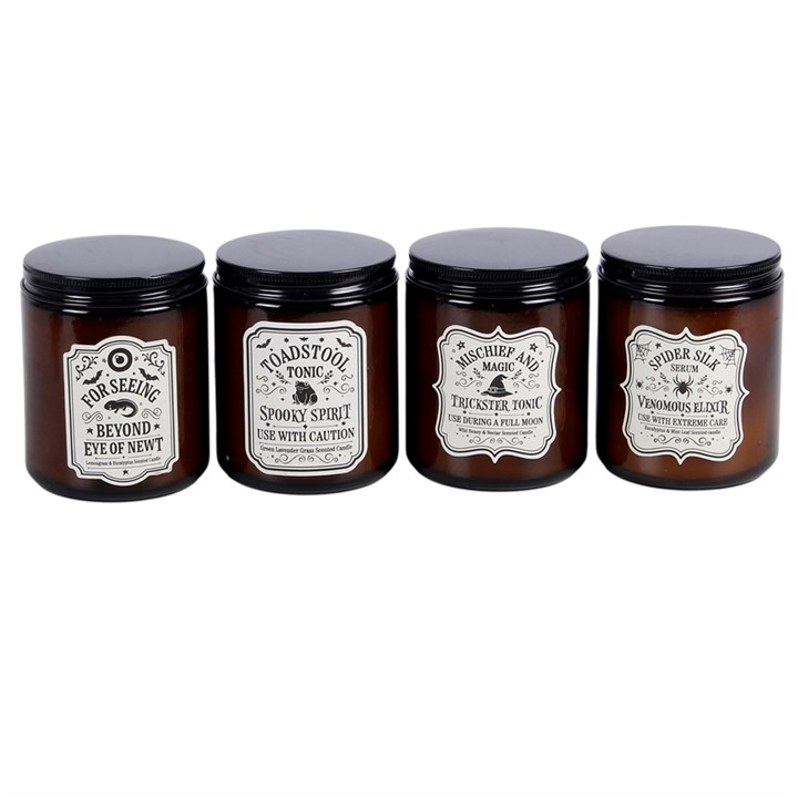 Set of 4 Witch's Apothecary Amber Jar Candles - Image 2