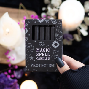 Set of 12 Black 'Protection' Spell Candles