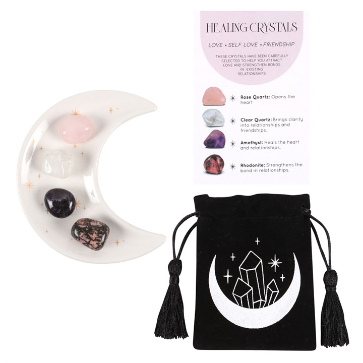 Love Healing Crystal Set with Moon Trinket Dish - Image 2