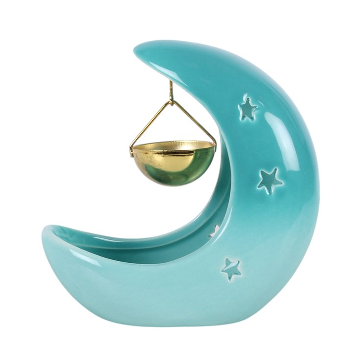 Blue Pastel Crescent Moon Hanging Oil Burner - Image 4