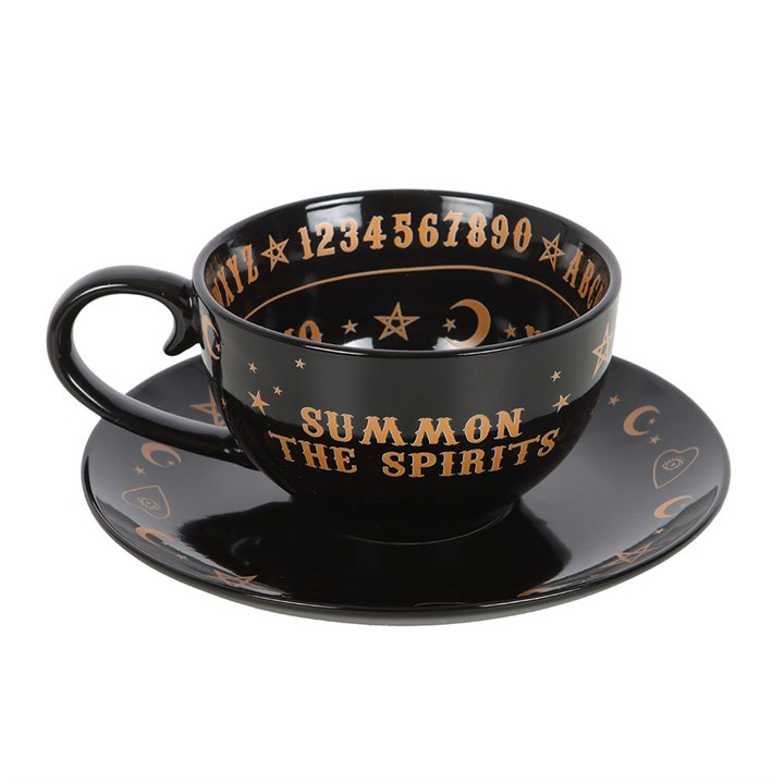 Black Talking Board Teacup and Saucer - Image 3