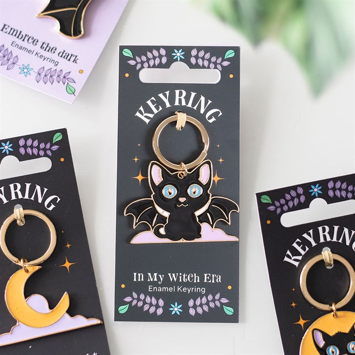 In My Witch Era Bat Cat Enamel Keyring
