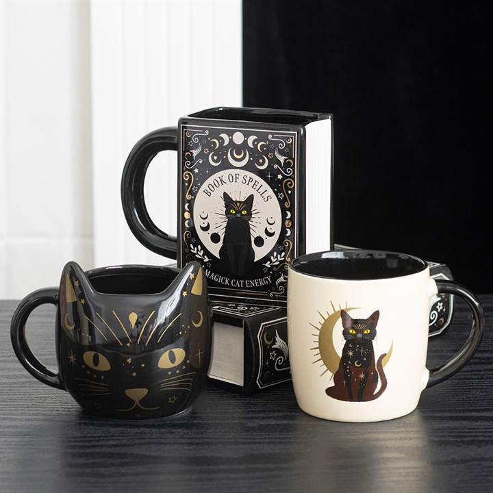 Black Cat Magick Book of Spells Book Shaped Mug - Image 5
