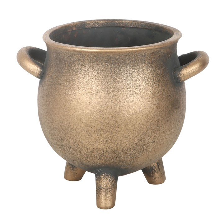 Herbal Magic Bronze Effect Terracotta Cauldron Plant Pot - Image 4