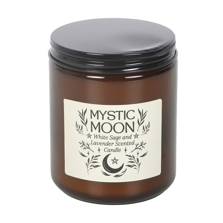 Mystic Moon Sage & Lavender Amber Glass Candle - Image 2