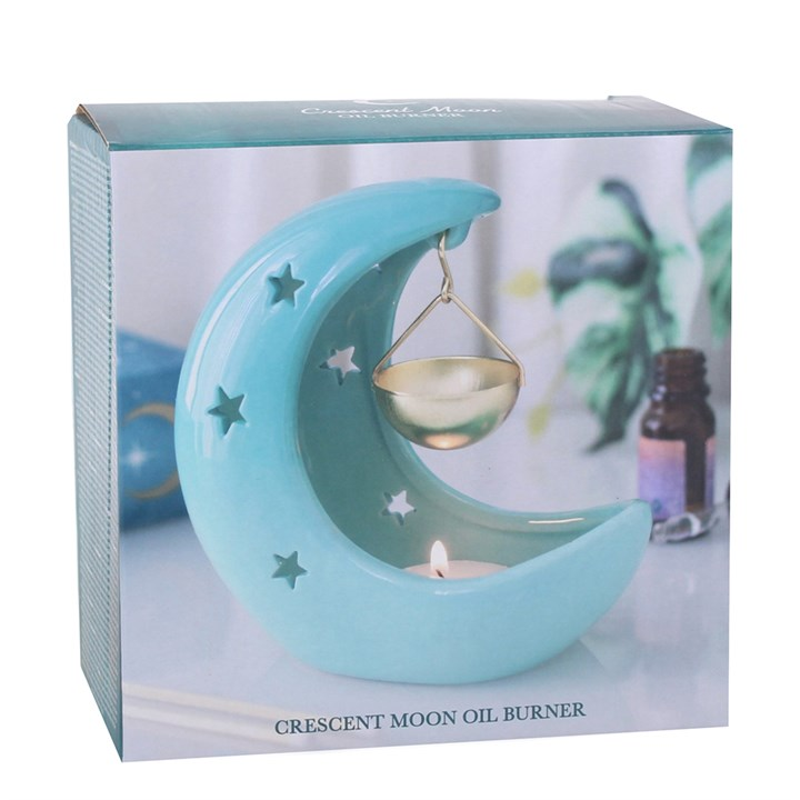 Blue Pastel Crescent Moon Hanging Oil Burner - Image 5